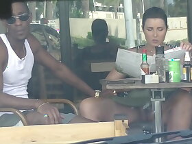 Cheating Wife #4 Part 3 - Hubby films me outside a cafe Upskirt Flashing with an increment of having an Interracial dare with a Black Man!!!