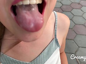 Surprise from my naughty girlfriend - mini catholic plus daring release blowjob - CreamySofy