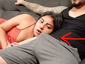 My stepbrother got really horny while we were obeying a movie. Our stepmother caught us!